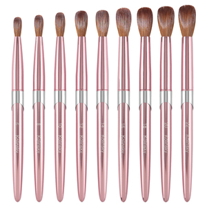 Ensemble de pinceaux à ongles en acrylique Kolinsky de luxe, 9 tailles, manche en résine rose pailletée pour extension d'ongles en poudre - Product Image 2