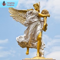 Statue d'ange en bronze grandeur nature avec ailes volantes, en cuivre, pour jardin extérieur, décoration d'archange, moulée en usine
