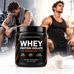 OEM Schokoladen-Molkenproteinisolat-Pulver mit BCAA Glutamin für Muskelaufbau Private Label Sporternährung - Product Image 1