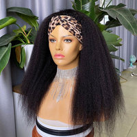 Perruques bandeau Yaki lisses en cheveux humains vierges brésiliens sans colle pour femmes noires, vente en gros, prêtes à porter, prix abordable