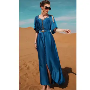 2023 Luxury Off Shoulder Heavy Industry Handsewn Middle East Party Festival Dress Slim And Meat Covering Evening Muslim Islamic