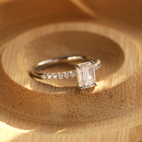Bague en argent sterling 925 classique de coupe princesse Rinntin SMOR08, bague en diamant moissanite, bagues de fiançailles et de mariage