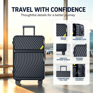 Valise PC de luxe premium noir mat à rainures ondulées avec ouverture frontale pour les voyages d'affaires haut de gamme des élites mondiales - Product Image 3