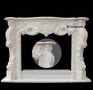 Marco Decorativo para <span class=keywords><strong>Chimenea</strong></span> de Mármol, Revestimiento Personalizado Moderno de Mármol Calacatta Viola, Escultura para <span class=keywords><strong>Chimenea</strong></span> - Product Image 3
