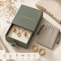 Boîte à bijoux de luxe personnalisée avec logo, pochette en velours, emballage cadeau pour collier et boucles d'oreilles, vente en gros