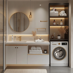 Set di Mobili Moderni per Lavanderia e <span class=keywords><strong>Bagno</strong></span>, Armadietti per Balcone, Lavandino <span class=keywords><strong>con</strong></span> Mobiletto - Product Image 2