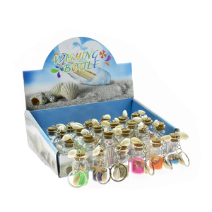 Colorful Mini Glass Bottle Keychain with Seashells Handmade Souvenir Pendant for Creative Beach Gifts