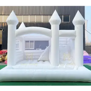 Party rental 15 white bounce house ball pit inflatable white bounce house with slide ball pool for sale