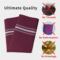 Serviettes de table rectangulaires classiques bordeaux faites à la main, à rayures bistro, 18x22, en polyester filé 12s MJS, résistantes au blanchiment, pour restaurants commerciaux