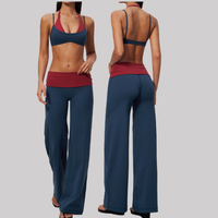 Nouvel ensemble de yoga 2026 : pantalon droit très élastique et brassière de sport push-up à empiècements colorés – Ensemble 2 pièces pour le fitness et le Pilates pour femme