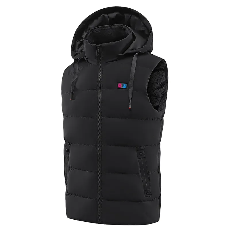 2022 Fashion 11 Zone Smart Heated Hooded Down Cotton Vest With Front and Back Smart Three-Speed Temperature Control Switch