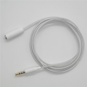 Cable de audio de 3,5 mm macho-hembra trenzado plateado blanco para dispositivos digitales - Product Image 2