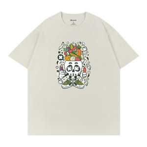 Camiseta con estampado de calavera y verduras para hombre, manga corta, 100% algodón, transpirable, cuello redondo, Q229 - Product Image 1