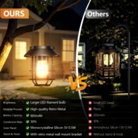Lámpara Colgante de Metal para Exteriores, Resistente al Agua, con Energía Solar, Bombilla LED Edison Blanco Cálido, Decoración de Jardín