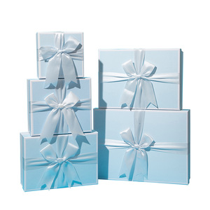 Luxury Blue Dropshipping Mothers Day Fast Shipping Luxury Gift Boxes with Ribbon