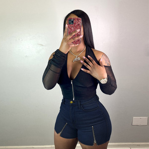 Femme Nouveau Stylish <span class=keywords><strong>Short</strong></span> <span class=keywords><strong>Jeans</strong></span> Plus Size Shorts With Zippers Fashion Slim and High Waist Denim Summer Men Casual Adults Medium - Product Image 2