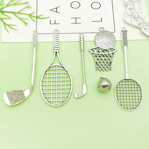 ชุดจี้รูปไม้เทนนิสโลหะผสมเงินโบราณสำหรับทำเครื่องประดับ DIY ชุบโลหะผสมสังกะสี 6 ชิ้น - Product Image 4