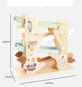 Giocattoli per Bambini, Rampa in Legno con Animali della Foresta, Set Montessori con Pista a 3 Livelli e Auto Scorrevoli per Bambini, Certificato CE CPC - Product Image 4