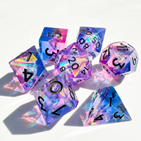 Mini Dés Polyédriques en Résine Bleu Violet Galaxy pour D&D, 1 Pièce, Peints à la Main, Écologiques, Bords Tranchants, pour Jeux de Société RPG et Fêtes