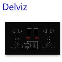 Prise de Courant Murale Universelle Intelligente Delviz 13A, Double Charge Rapide, Commande par Interrupteur, Port USB 1A1C 5V, Prise Murale Universelle à Charge Rapide Type C 18W