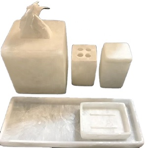 <span class=keywords><strong>In</strong></span> <span class=keywords><strong>resina</strong></span> Fatti A Mano L' Uso del Bagno Set Lozione Dispenser Spazzolino Da Denti titolare portasapone con marmo modello e aqua swirl pattern - Product Image 1
