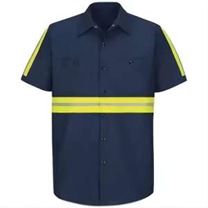 ワークショップHi Vis反射シャツメカニックロングワークシャツ中古技術者制服ワークウェアショートシャツ - Product Image 3