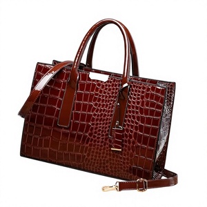 Bolso de Mano de Cuero Genuino para Mujer, con Cierre, Impermeable, Patrón de Cocodrilo, Correa de Hombro y Cruzada, Gran Capacidad, Duradero y Ligero - Product Image 1