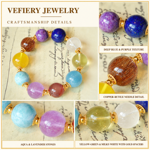 Bracelet extensible en perles de cristaux naturels mélangés avec larimar, améthyste et lapis-lazuli pour femmes, vente en gros de bijoux - Product Image 3