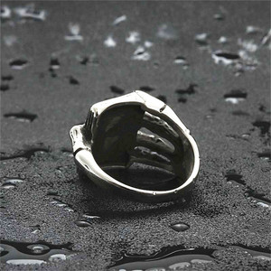 Skeleton Hand <b>Playing</b> <b>Card</b> Ring Silver Stainless Steel Heart Shape Punk Men's Jewelry Party Fashion Ring 26032 - Product Image 2