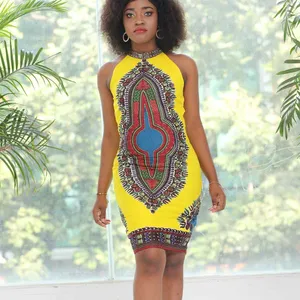 非洲印花大敷包装性感连衣裙品牌设计新款式