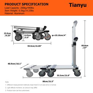 Xe Đẩy Nhiệm Vụ Nặng Nề Giỏ Hàng 300Kg Nền Tảng stainles Thép <span class=keywords><strong>Dolly</strong></span> Cho Di Chuyển 4 Bánh Xe Bốn Bánh Xe Trẻ Em Tay Xe - Product Image 3