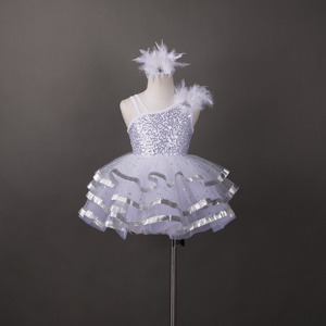 ชุดเต้นบัลเลต์เด็กผู้หญิงสีขาวประดับเลื่อม - Product Image 3
