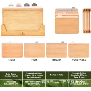 Grande Home Cutting Board <b>Set</b> 4 Piece Bamboo Kitchen Chopping Blocks With Rack - Product Image 3