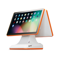 POS-система Jinshijie D02 15,6 дюйма с двумя экранами, емкостным сенсорным управлением, для ресторанов, с процессором Intel 3-го поколения, Wi-Fi, кассовый аппарат