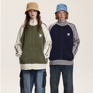 Fashion Embroidered 100% Cotton Winter Knitted Custom <b>Cardigan</b> <b>Men</b> Stand Collar <b>Zip</b>-<b>Up</b> Oversized Unisex Sweater - Product Image 1