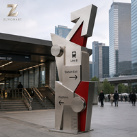 Sculpture de signalisation directionnelle moderne en acier inoxydable, annuaire personnalisé pour tours de bureaux, centres d'affaires et centres d'accueil