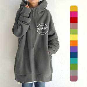 Wholesale <b>Women</b> Hoodies Oversize Winter Thick Colorful Custom Embroidery <b>Cardigan</b> <b>Women</b> Zipper Preppy School Style Plain Hoodie - Product Image 1