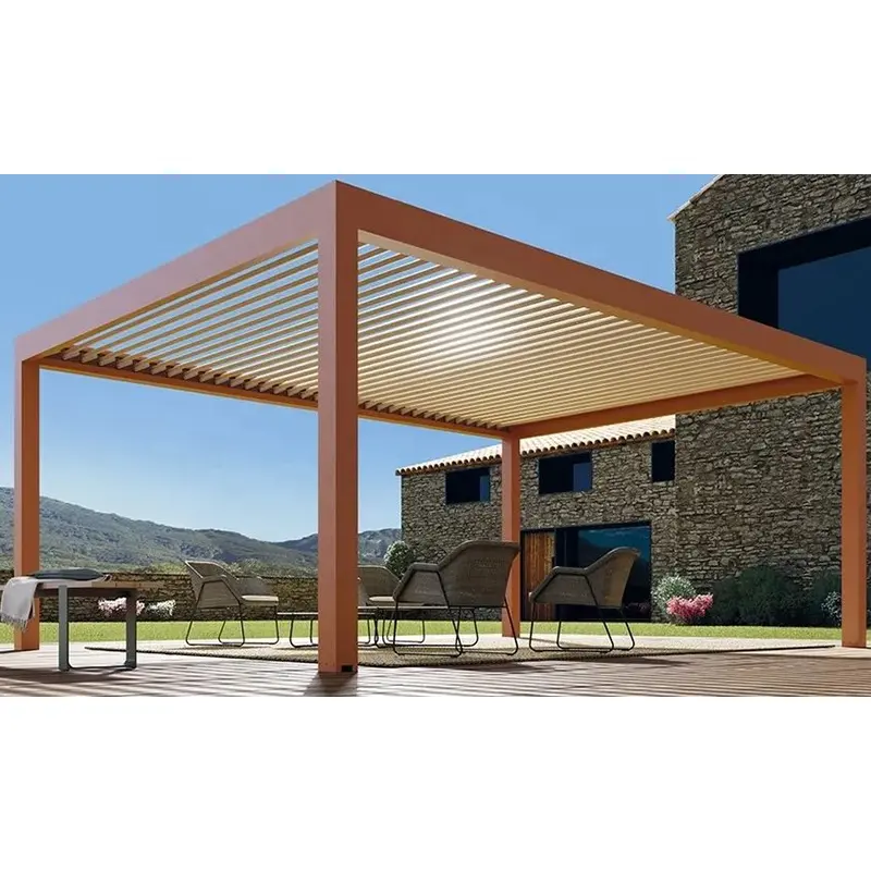 Ayarlanabilir teras çatı Pergola geri çekilebilir Retractable alüminyum Usine alüminyum bahçe Metal alüminyum Pergola