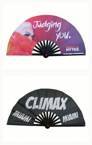 Uv Glow Rave Folding Women Large Bamboo 33Cm Chinese Style Carved Advertising Hand Held Fan Velvet <b>Bag</b> for Parties - Product Image 5