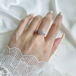 Dylam Eternity Popular <b>Circle</b> 1 Carat Round Zircon Stone Engagement Silver <b>Ring</b> Sterling Silver Round Diamond <b>Rings</b> - Product Image 6