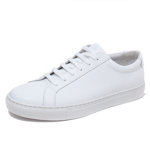 Zapatos de hombre de cuero genuino, estilo deportivo, color blanco, con suela plana, modernos y versátiles, para caminar. - Product Image 6