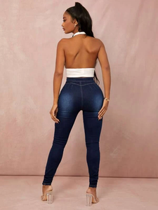 <span class=keywords><strong>Jean</strong></span> <span class=keywords><strong>Slim</strong></span> Stretch pour <span class=keywords><strong>femme</strong></span>, pantalon crayon, <span class=keywords><strong>Slim</strong></span>, décontracté, taille haute, Double boutonnage, noir, OEM - Product Image 3