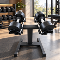 Ensemble d'haltères réglables avec support, logo personnalisé, haltères de musculation pour entraînement de force, haltères en fer pour salle de sport à domicile et usage commercial