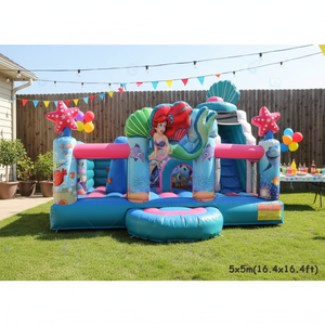 Design innovativo commerciale rosa sirena gonfiabile casa <span class=keywords><strong>di</strong></span> rimbalzo per bambini gonfiabile buttafuori scivolo sirena castello gonfiabile - Product Image 1