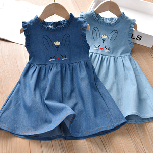 Wholesale Casual on Summer Blue Girls Denim Girls Embroidery Dress for Children From China Looking for Distributor - Product Image 2