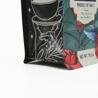 Emballage de sac de café torréfié à fermeture éclair noir de finition mate de 250g