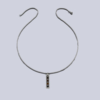 Collier pendentif barre en acier inoxydable avec perle de pierre bleue, chaîne minimaliste, bijoux de mode unisexe, cadeau, vente en gros