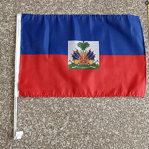 علم هايتي لنافذة السيارة مخصص بطباعة رقمية من البوليستر مقاس 30*45 سم - Product Image 2