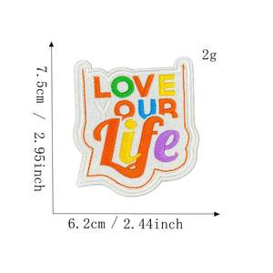 Patchs thermocollants brodés de lettres colorées, patchs en <span class=keywords><strong>tissu</strong></span> fusibles Courage pour chapeaux, vêtements de filles, mignons pour enfants - Product Image 4