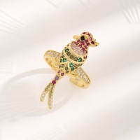 Bague Papillon en Cuivre Incrusté d'Or et de Zircon, Style Européen et Américain, Design Créatif Haut de Gamme, Personnalisée et Polyvalente, Ouverte